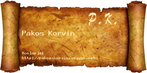 Pakos Korvin névjegykártya